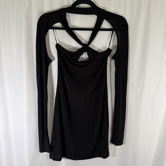 New Princess Polly Giovanni Mini Dress Womens 6 Black Pull On Unlined Semi Sheer - Picture 12 of 15